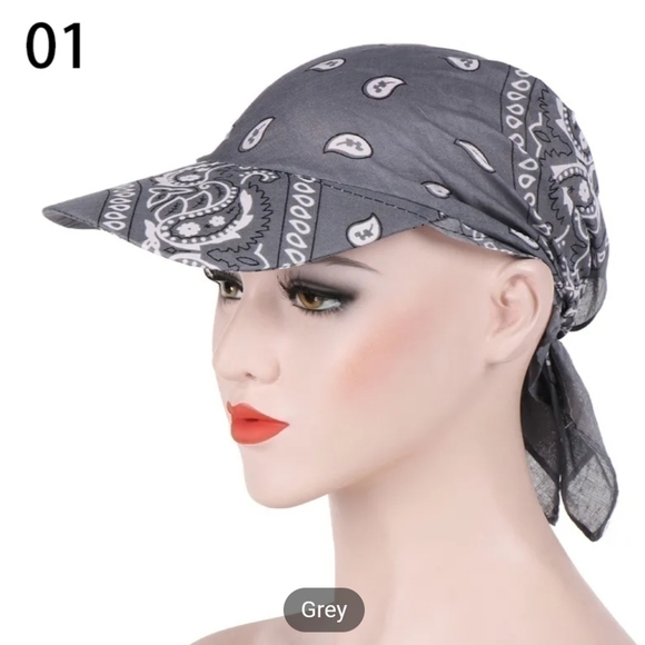 unbranded Accessories - New Woman baseball cap hat grey paisley bandana tie back